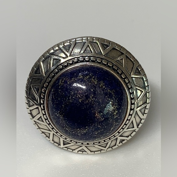 Silpada Intricate Sterling Silver Lapis Lazuli Cabochon Peruvian Design Ring - Picture 7 of 16